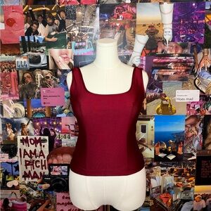 Red tank top with open back detailing